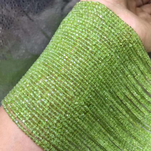 Gemstone Jewelry Beads Peridot Stone Square DIY & faceted green Length about 2-2.5mm Sold Per Approx 38 cm Strand