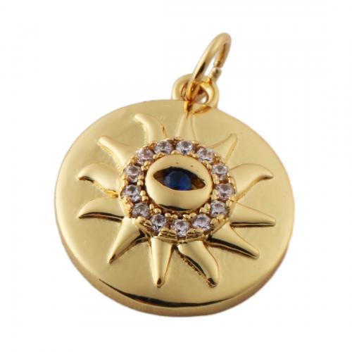 Cubic Zirconia Micro Pave Brass Pendant fashion jewelry & Unisex & micro pave cubic zirconia golden nickel lead & cadmium free Approx 3.5mm Sold By PC