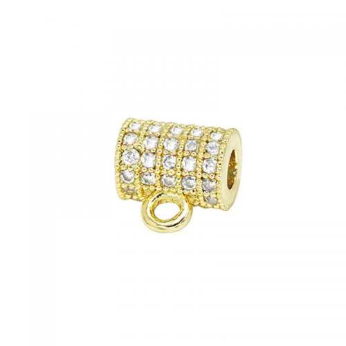 Brass Bail Beads Column plated DIY & micro pave cubic zirconia nickel lead & cadmium free Sold By PC