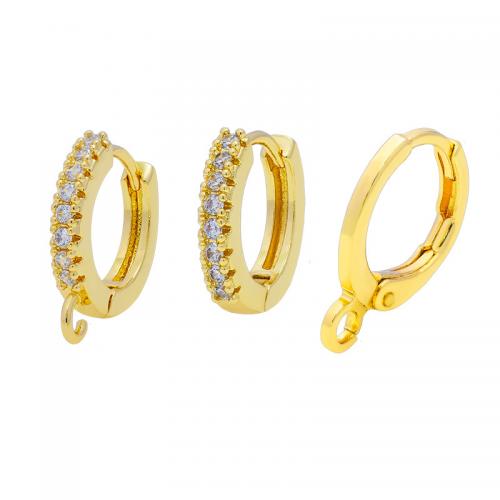 Brass Hoop Earring Components gold color plated DIY & micro pave cubic zirconia golden nickel lead & cadmium free Sold By PC