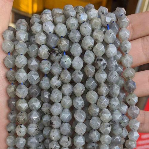 Labradorit perler, poleret, du kan DIY & facetteret, grå, 8mm, Ca. 46pc'er/Strand, Solgt Per Ca. 38 cm Strand