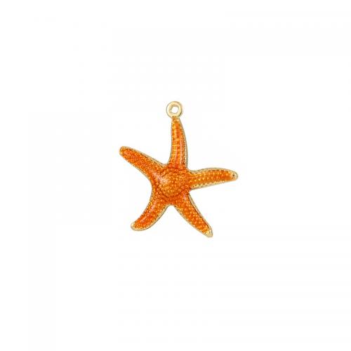 Brass Jewelry Pendants Starfish plated DIY & enamel Sold By PC