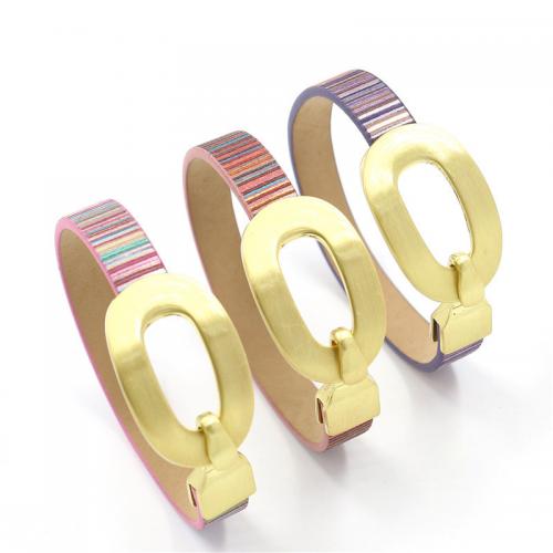 PU leder koord armbanden, met Zinc Alloy, gold plated, mode sieraden & uniseks & geborsteld, meer kleuren voor de keuze, 10mm, Lengte Ca 19.5 cm, Verkocht door PC