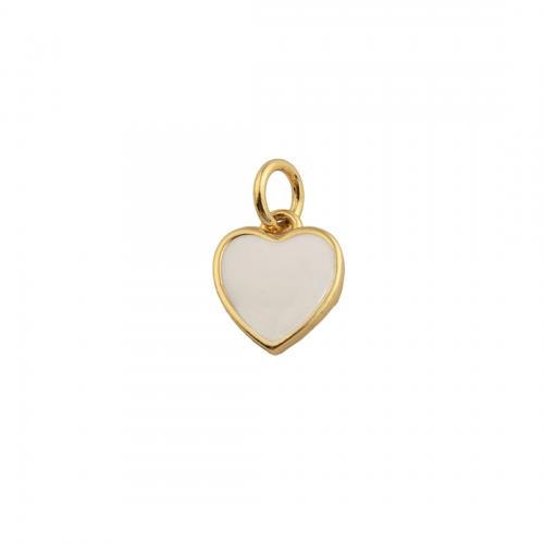 Brass Heart Pendants, fashion jewelry & Unisex & enamel, golden, nickel, lead & cadmium free, 10x8.50mm, Hole:Approx 3mm, Sold By PC