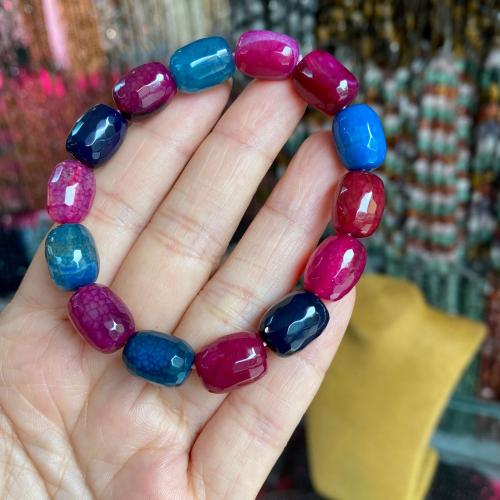 Agate Jewelry Bracelet Tourmaline Color Agate Drum polished fashion jewelry & Unisex mixed colors Length Approx 18.5-19 cm Sold By PC