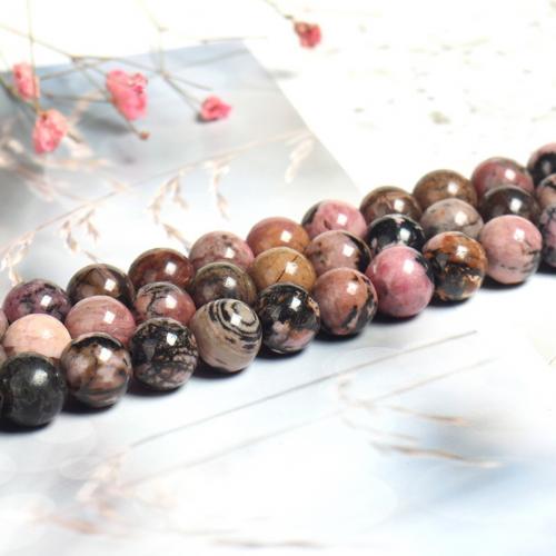 Rhodonite Beads, Runde, poleret, du kan DIY & forskellig størrelse for valg, blandede farver, Solgt Per Ca. 38 cm Strand