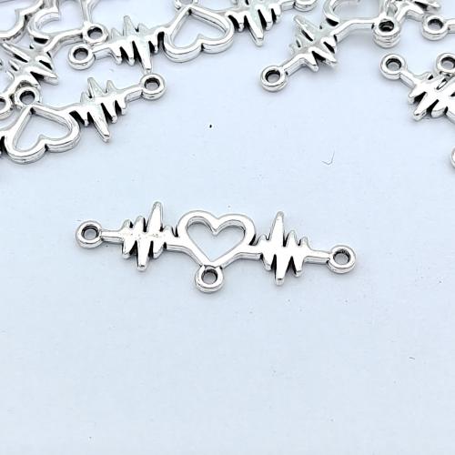 Heart Zinc Alloy Connector silver color plated DIY & 1/1 loop nickel lead & cadmium free Approx Sold By Bag