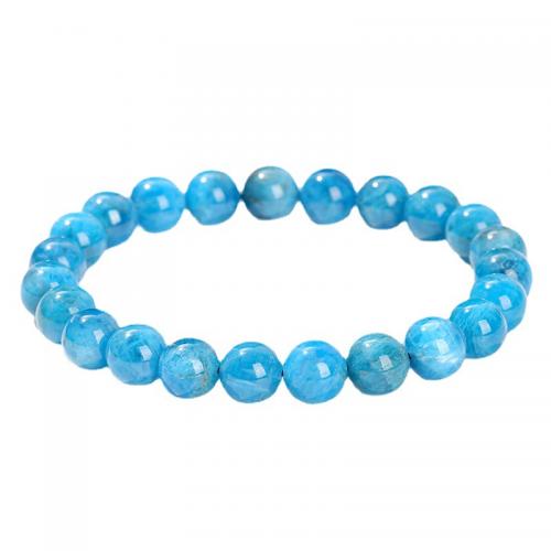 Gemstone Bracelets Apatites Round fashion jewelry & Unisex blue Length Approx 18 cm Sold By PC