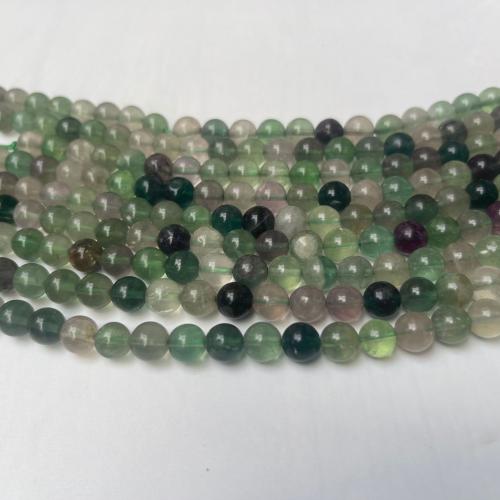 Fluoritni perle, šarene Fluorit, Krug, uglađen, možete DIY & različite veličine za izbor, miješana boja, Prodano Per Približno 38 cm Strand
