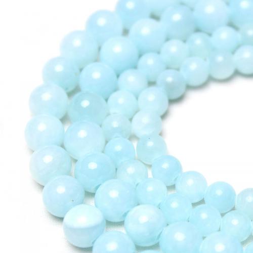 Natural Jade Beads Pale Brown Jade Round DIY skyblue Sold By Strand