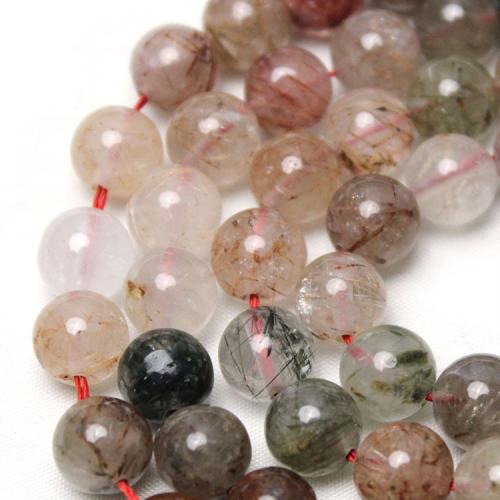 Φυσικό χαλαζία κοσμήματα χάντρες, Rutilated Quartz, Γύρος, DIY & διαφορετικό μέγεθος για την επιλογή, Sold Με Strand