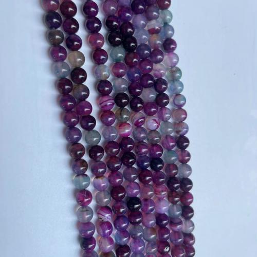Natural Lace Agate Beads Round polished DIY purple Sold By Strand