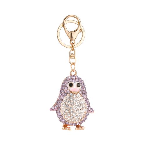 Zinc Alloy Key Clasp Penguin gold color plated cute & Unisex & with rhinestone nickel lead & cadmium free Sold By PC