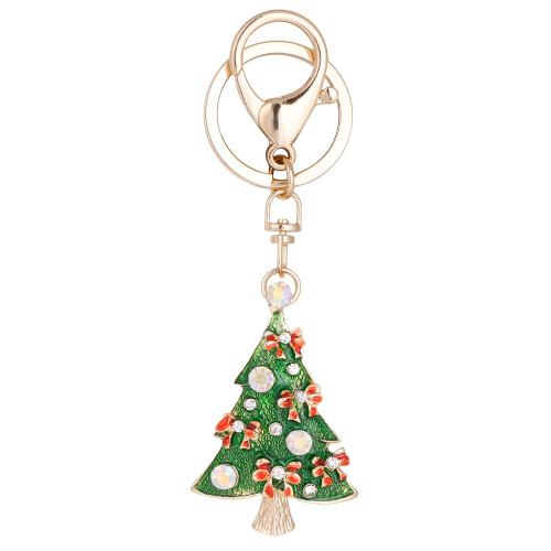 Zinc Alloy Key Clasp gold color plated & Christmas Design & enamel & with rhinestone nickel lead & cadmium free Sold By PC