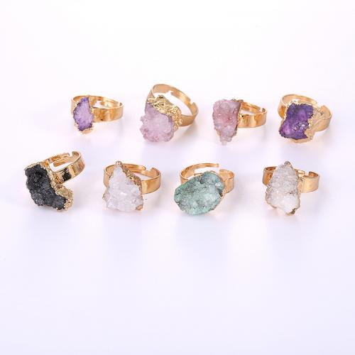 Natural Quartz Finger Ring Brass with Quartz gold color plated fashion jewelry & Unisex Random Color nickel lead & cadmium free Sold By PC