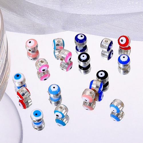 Zinc Alloy Evil Eye Beads Round silver color plated DIY & enamel 5mm Sold By Bag