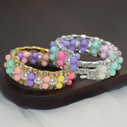 Children Bracelet & Bangle Zinc Alloy with Plastic Pearl & Acrylic Girl & with rhinestone nickel lead & cadmium free cm cm Sold By PC