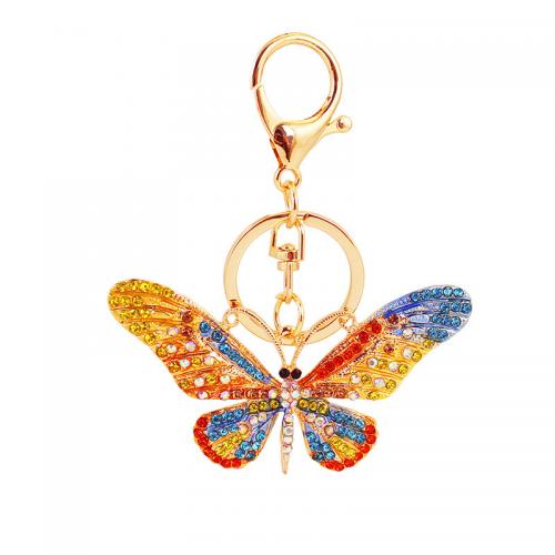 Zinc Alloy Key Lås, Butterfly, guldfarve belagt, for kvinde & med rhinestone, flere farver til valg, nikkel, bly & cadmium fri, 80x95mm, Solgt af PC