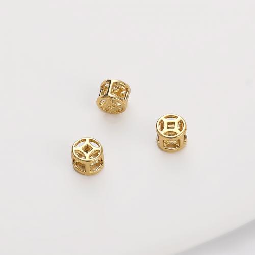Messing spacer perler, guldfarve belagt, du kan DIY, nikkel, bly & cadmium fri, 6x5mm, Hole:Ca. 2.5mm, Solgt af PC