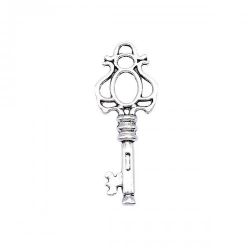 Wisiorki ze stopu cynku w kształcie klucza, Stop cynku, Platerowane kolorem starego srebra, biżuteria moda & DIY & pusty, 17x45mm, sprzedane przez PC