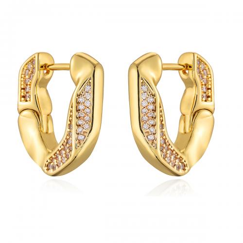Cubic Zirconia Micro Pave Brass Earring 18K gold plated fashion jewelry & micro pave cubic zirconia & for woman nickel lead & cadmium free Sold By Pair