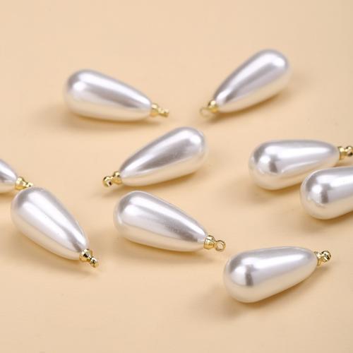 ABS Plastic Pendler, ABS plastik perle, Teardrop, du kan DIY, hvid, 10x20mm, Solgt af PC