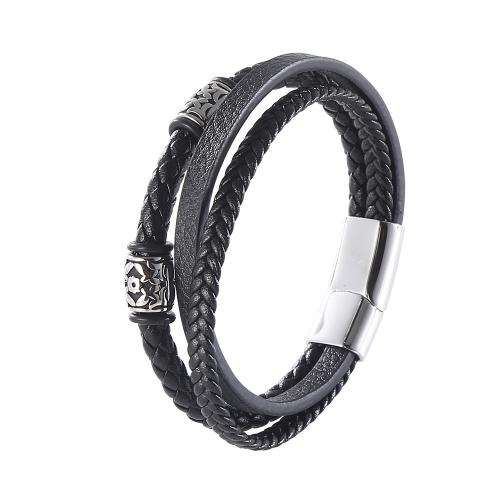 PU Leather Cord Bracelets with 304 Stainless Steel vintage & for man Sold By PC