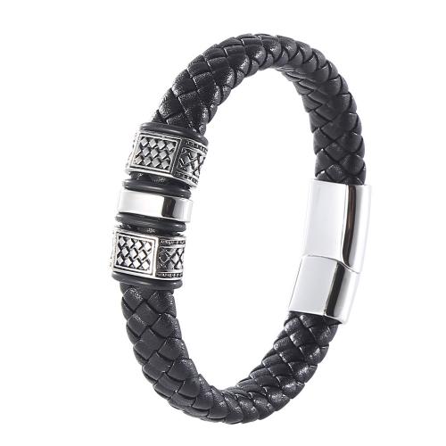 PU Leather Cord Bracelets with 304 Stainless Steel vintage & for man Sold By PC