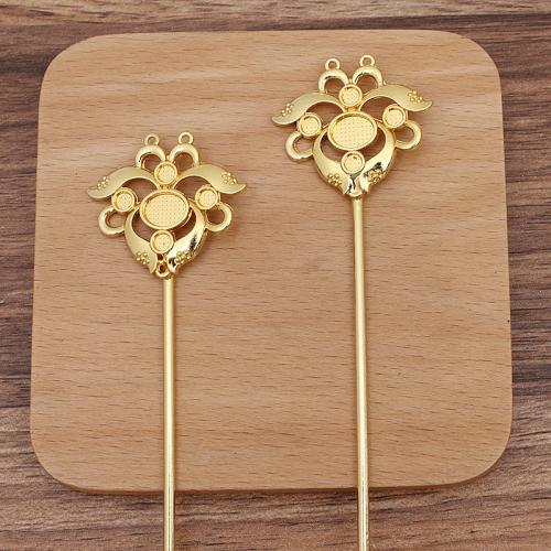 Hair Stick Findings Zinc Alloy Flower plated DIY nickel lead & cadmium free flower hairpin 120mm Approx Sold By Bag