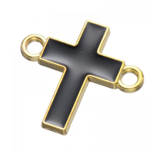 Cross Zinc Alloy Connector gold color plated DIY & enamel & 1/1 loop Sold By Bag