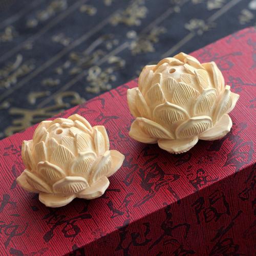 Wood Beads Boxwood Lotus DIY Sold By PC