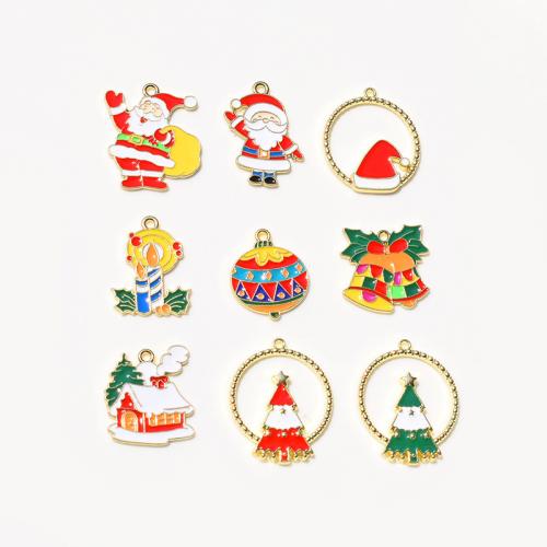 Tibetan Style Christmas Pendants, plated, Christmas Design & DIY & different designs for choice & enamel, more colors for choice, nickel, lead & cadmium free, 10PCs/Bag, Sold By Bag