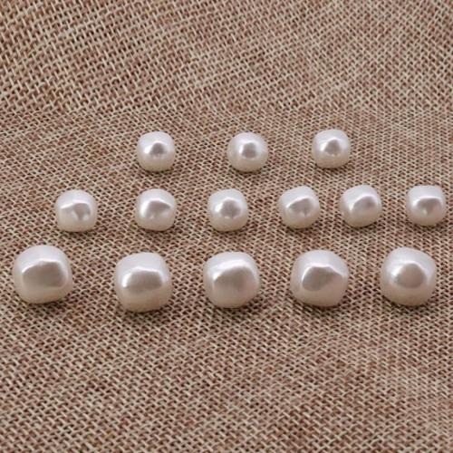 ABS Plastic Beads Square painted DIY white Approx Sold By Strand