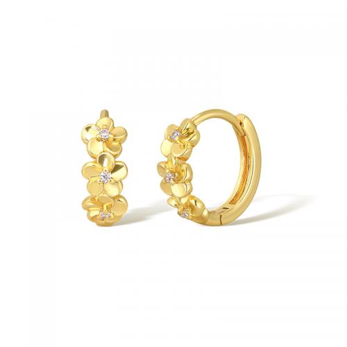 Cubic Zirconia Micro Pave Brass Earring plated micro pave cubic zirconia & for woman gold Sold By Pair