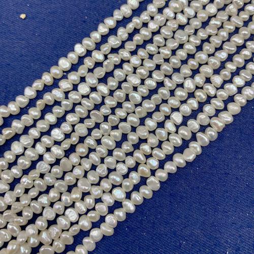 Perla Barroca Freshwater, Perlas cultivadas de agua dulce, Barroco, Bricolaje, Blanco, 3-4mm, Vendido para aproximado 37 cm Sarta