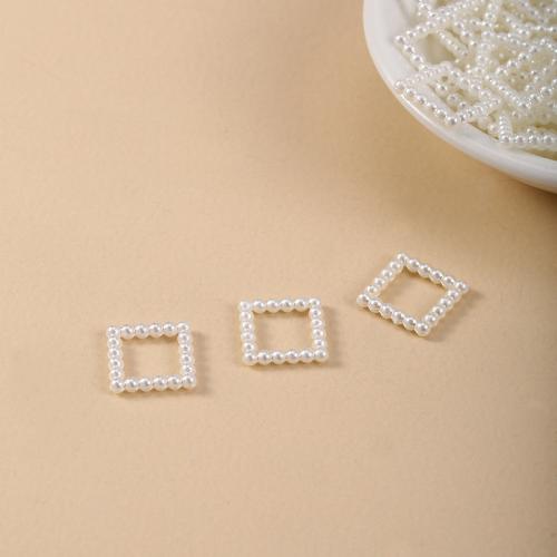 ABS Plastic Frame Bead Square DIY white 12mm Sold By PC