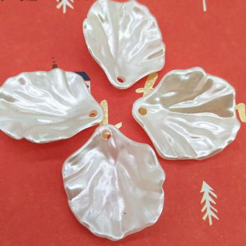 ABS Plastic Beads Leaf painted DIY white Approx Sold By Bag