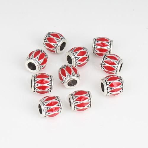 Zinc Alloy Jewelry Beads barrel silver color plated fashion jewelry & DIY & enamel 10mm Approx 4mm Sold By PC