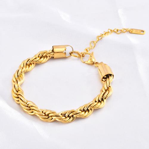 Titanium Steel Bracelet & Bangle with 6cm extender chain 18K gold plated fashion jewelry & Unisex nickel lead & cadmium free Length Approx 19 cm Sold By PC