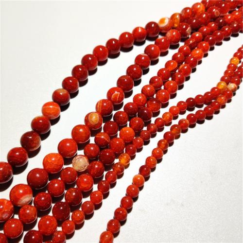 Luonnollinen punainen akaatti helmiä, Pyöreä, tee-se-itse & erikokoisia valinnalle, punainen, Myyty Per N. 38 cm Strand