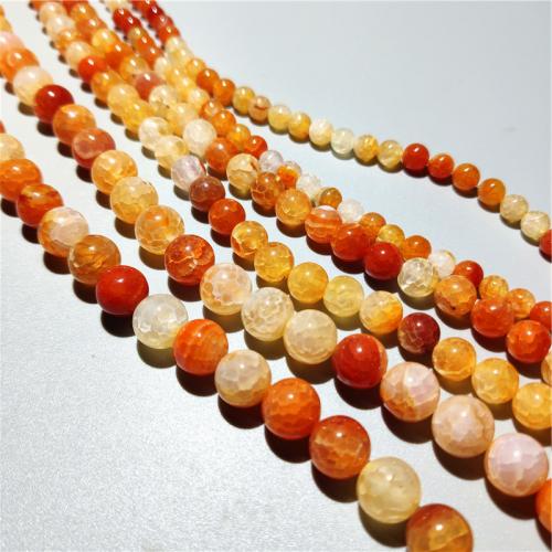 Natural Dragon Veins Agate Beads Round DIY orange Sold Per Approx 38 cm Strand