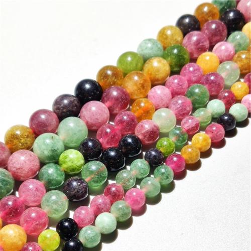 Gemstone smykker perler, Turmalin, Runde, du kan DIY & forskellig størrelse for valg, blandede farver, Solgt Per Ca. 38 cm Strand