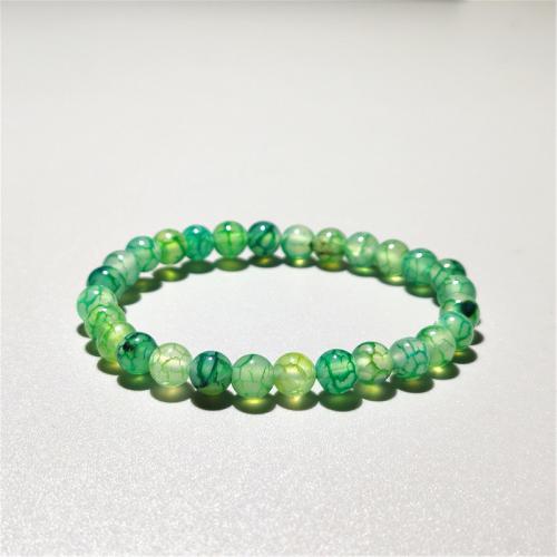 Agate Jewelry Bracelet Dragon Veins Agate Round fashion jewelry & Unisex green Length Approx 18 cm Sold By PC