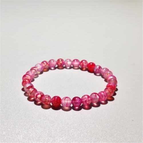 Agate Jewelry Bracelet Dragon Veins Agate Round fashion jewelry & for woman pink Length Approx 18 cm Sold By PC