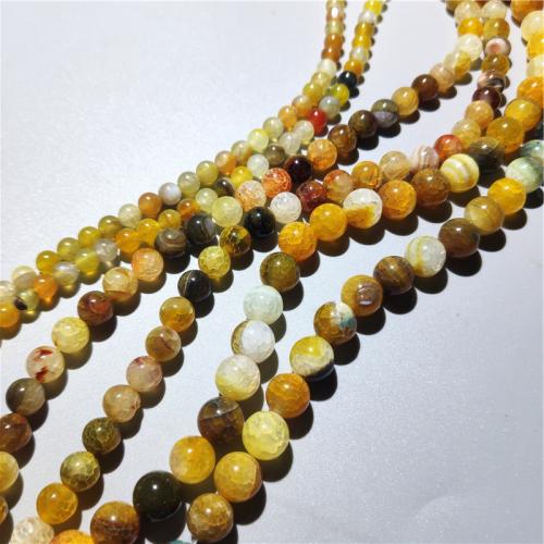 Prirodni Dragon vene ahat perle, Dragon vene Agate, Krug, možete DIY & različite veličine za izbor, žut, Prodano Per Približno 38 cm Strand