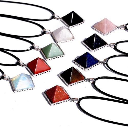Gemstone Pendants Jewelry with Iron Square DIY 20mm Sold By PC