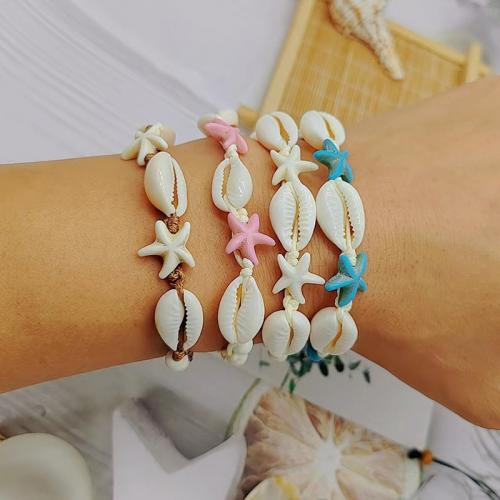 Fashion Create Wax Cord Bracelets with turquoise & Shell fashion jewelry Bracelet 15-29cm Sold By PC