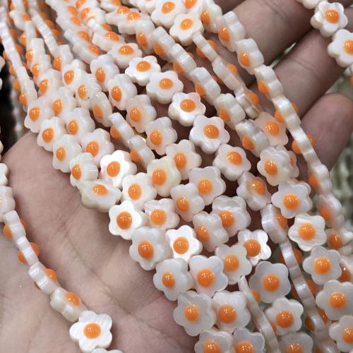 Koraliki z muszli z morza południowego, Shell Pearl, Kwiat, DIY, biały, 8mm, sprzedawane na około 38 cm Strand