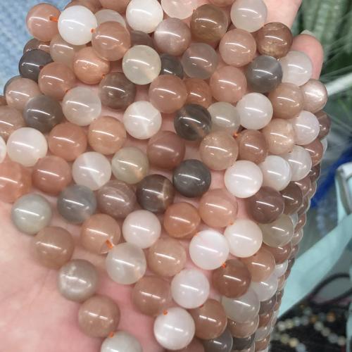 Gemstone Smycken Pärlor, Sunstone, Rund, DIY & olika storlek för val, blandade färger, Såld Per Ca 38 cm Strand