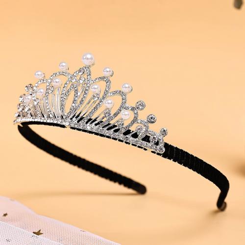 Bridal Tiaras Zinc Alloy with Rhinestone & Plastic Pearl fashion jewelry & for woman & with rhinestone nickel lead & cadmium free Sold By PC